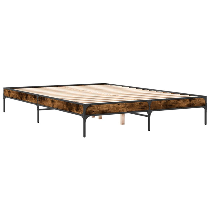 Cadru de pat, stejar fumuriu 150x200 cm lemn prelucrat și metal WALTI