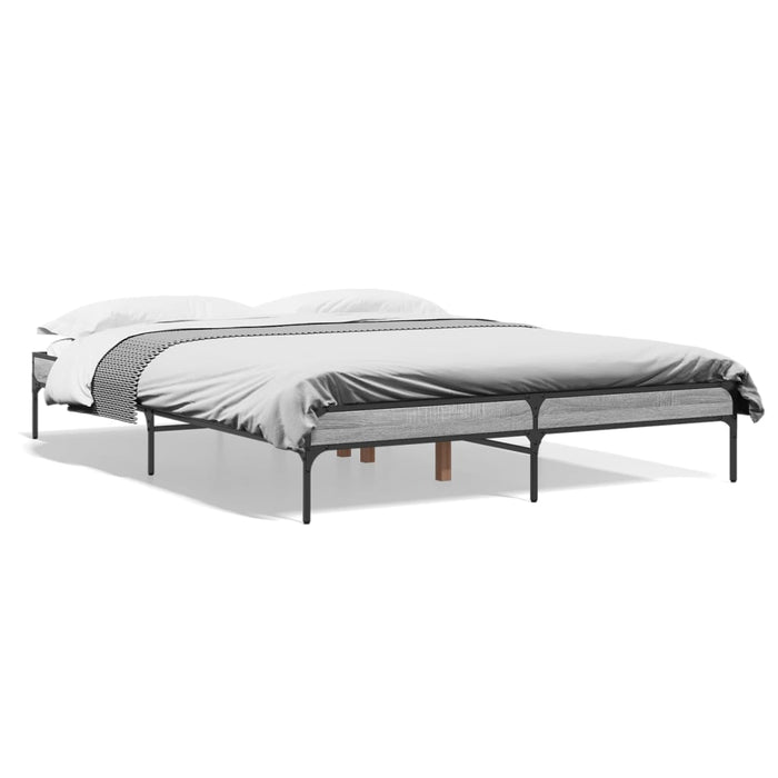 Cadru de pat, gri sonoma, 150x200 cm, lemn prelucrat și metal WALTI