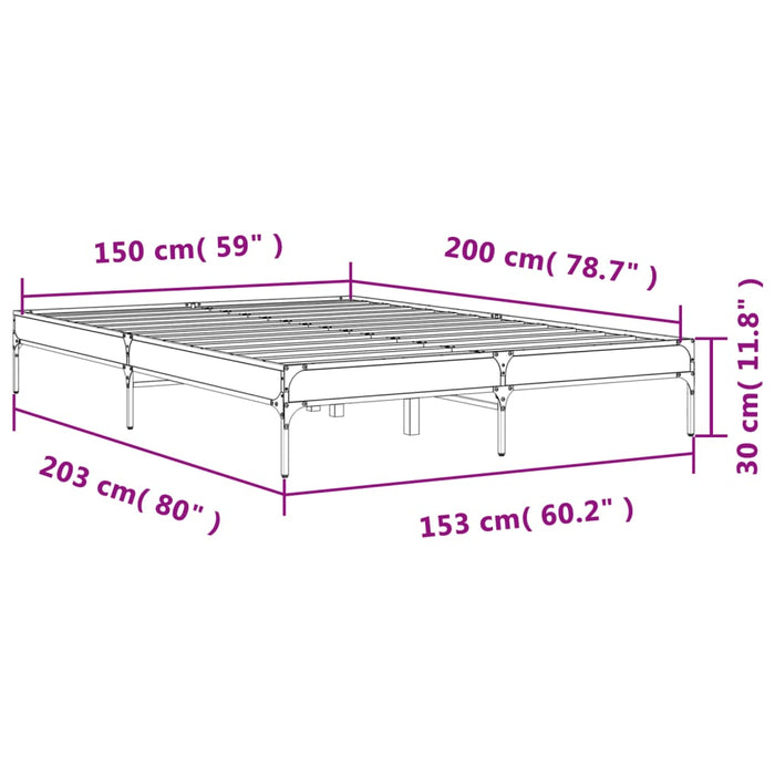 Cadru de pat, gri sonoma, 150x200 cm, lemn prelucrat și metal WALTI
