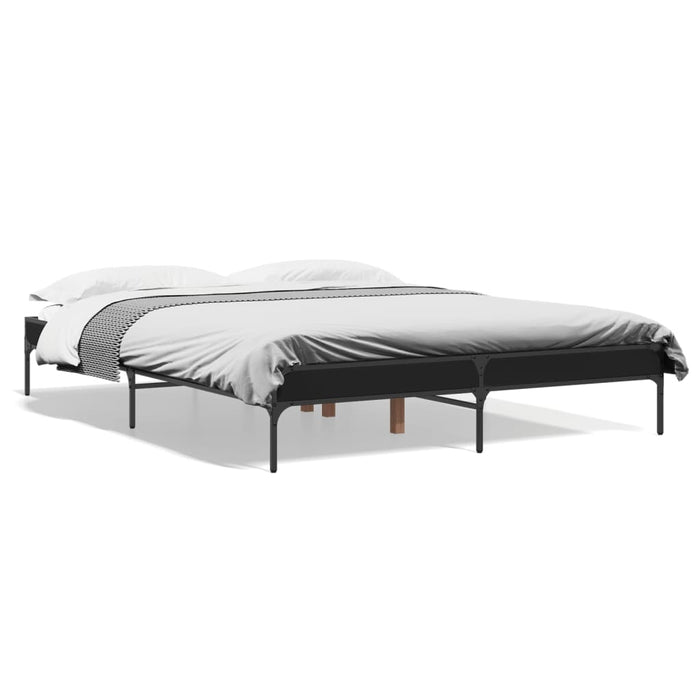 Cadru de pat, negru, 140x200 cm, lemn prelucrat și metal WALTI