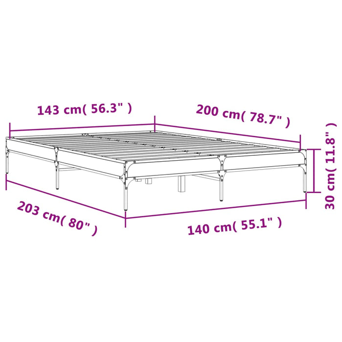 Cadru de pat, gri sonoma, 140x200 cm, lemn prelucrat și metal WALTI