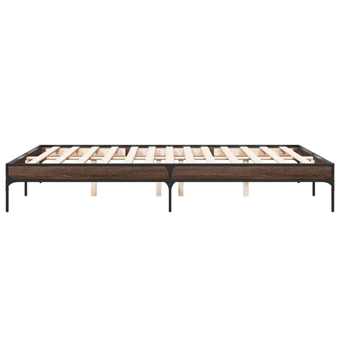 Cadru de pat, stejar maro, 140x200 cm, lemn prelucrat și metal WALTI