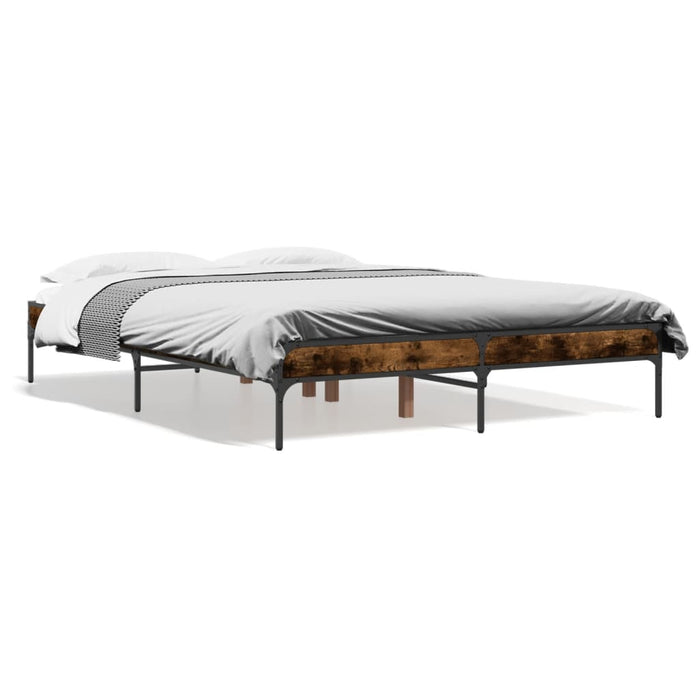 Cadru de pat, stejar fumuriu 120x200 cm lemn prelucrat și metal - WALTI WALTI
