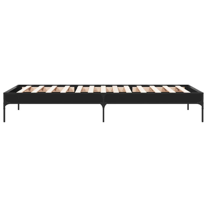 Cadru de pat, negru, 100x200 cm, lemn prelucrat și metal WALTI