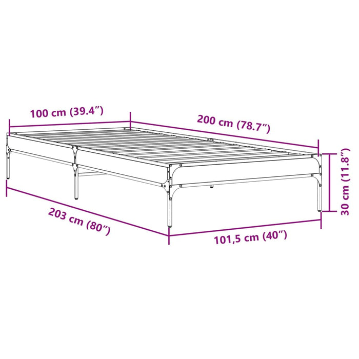 Cadru de pat, negru, 100x200 cm, lemn prelucrat și metal WALTI