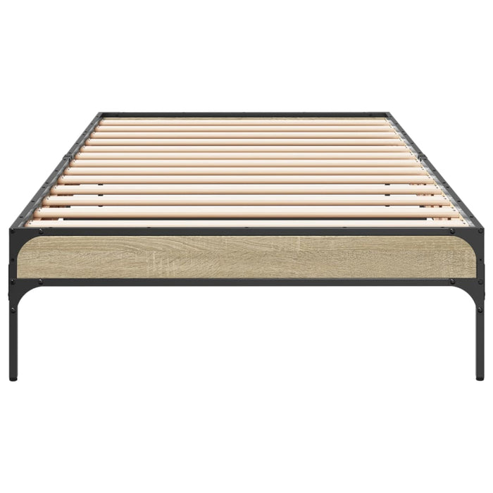 Cadru de pat, stejar sonoma, 100x200cm, lemn prelucrat și metal WALTI