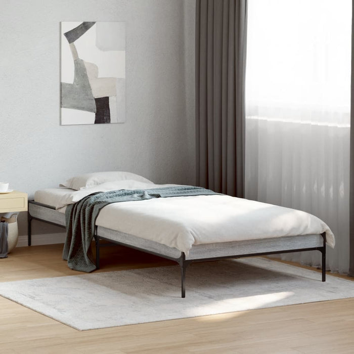 Cadru de pat, gri sonoma, 100x200 cm, lemn prelucrat și metal - WALTI WALTI