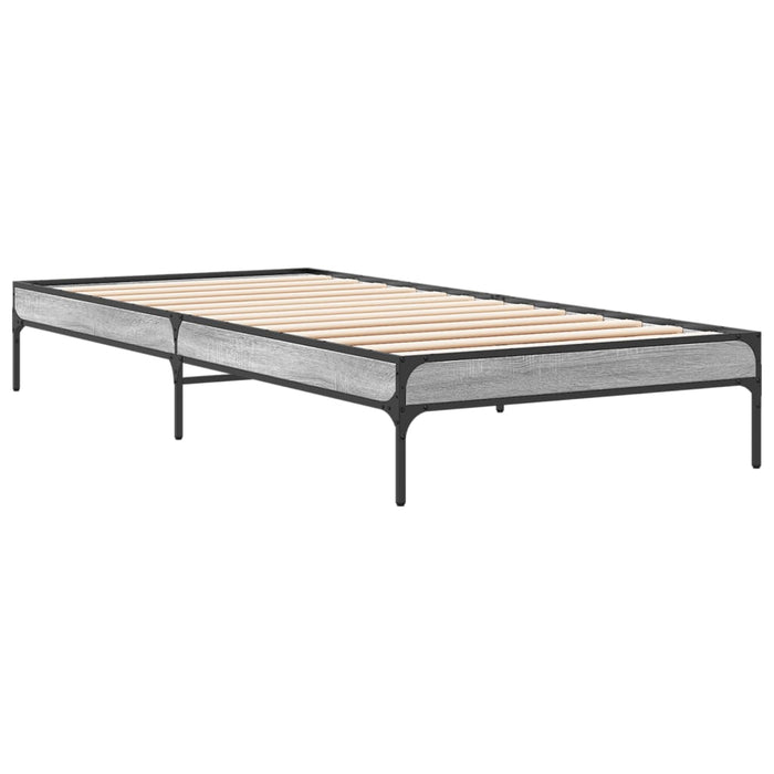 Cadru de pat, gri sonoma, 90x200 cm, lemn prelucrat și metal WALTI