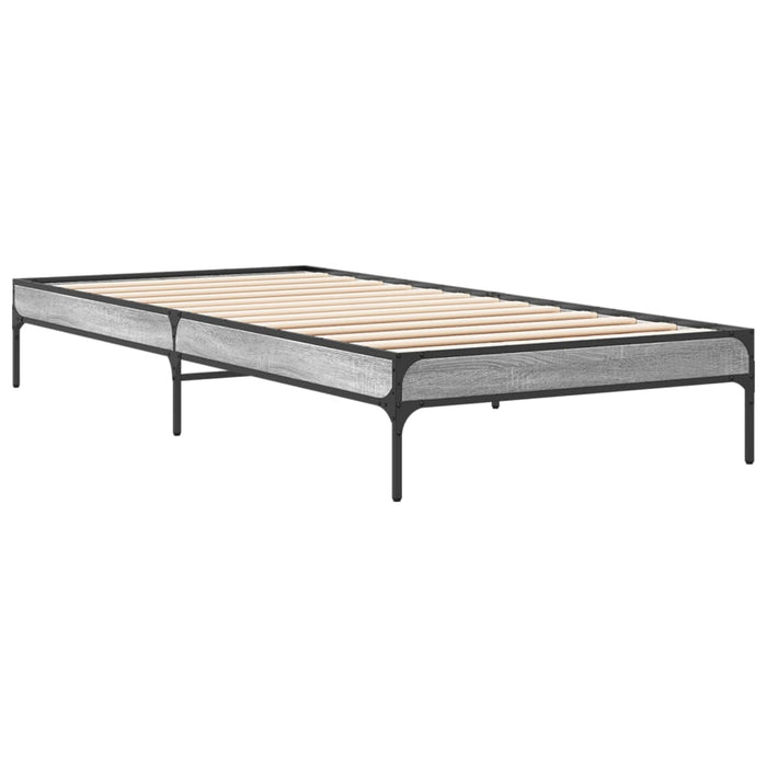 Cadru de pat, gri sonoma, 90x200 cm, lemn prelucrat și metal WALTI