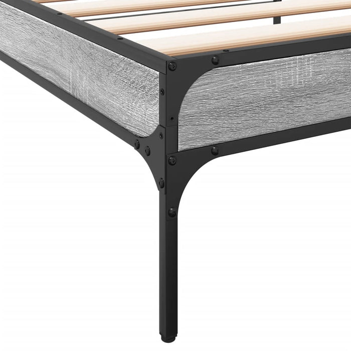 Cadru de pat, gri sonoma, 90x200 cm, lemn prelucrat și metal WALTI