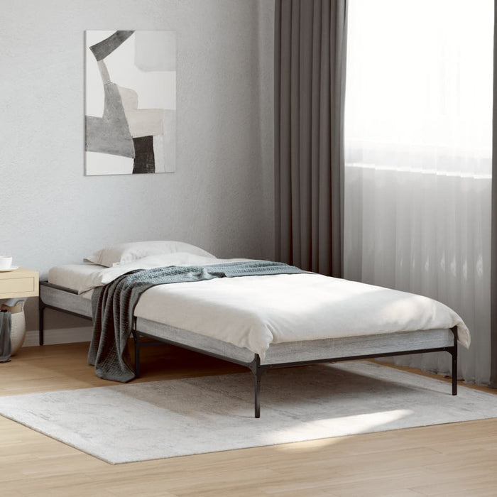 Cadru de pat, gri sonoma, 90x200 cm, lemn prelucrat și metal WALTI