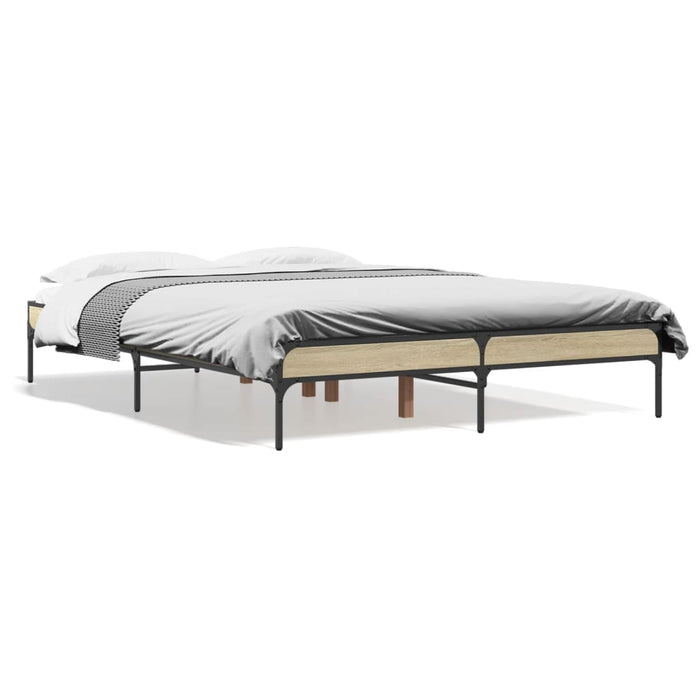 Cadru de pat, stejar sonoma, 140x190cm, lemn prelucrat și metal WALTI