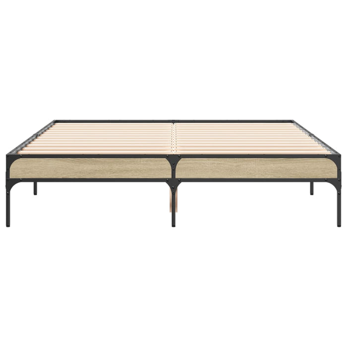 Cadru de pat, stejar sonoma, 140x190cm, lemn prelucrat și metal WALTI