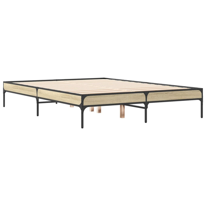 Cadru de pat, stejar sonoma, 140x190cm, lemn prelucrat și metal WALTI