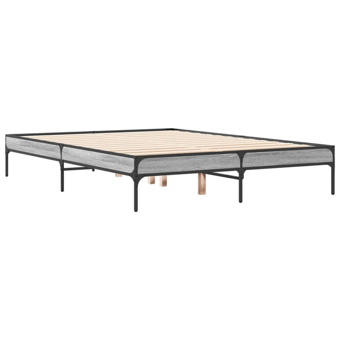 Cadru de pat, gri sonoma, 140x190 cm, lemn prelucrat și metal WALTI