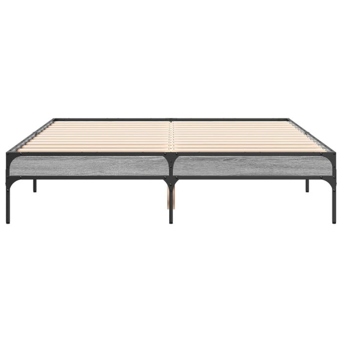 Cadru de pat, gri sonoma, 140x190 cm, lemn prelucrat și metal WALTI