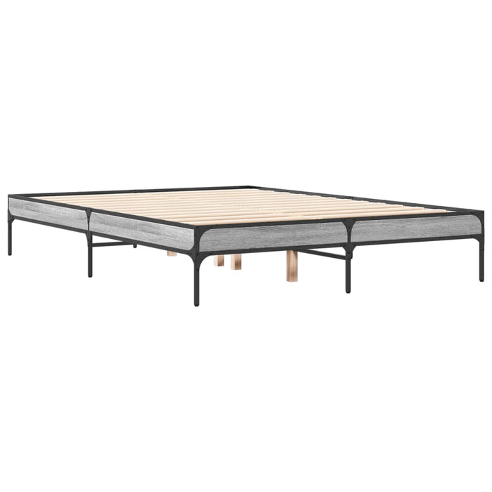 Cadru de pat, gri sonoma, 140x190 cm, lemn prelucrat și metal WALTI