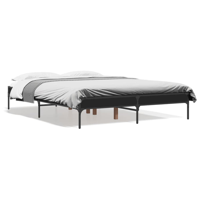 Cadru de pat, negru, 135x190 cm, lemn prelucrat și metal WALTI