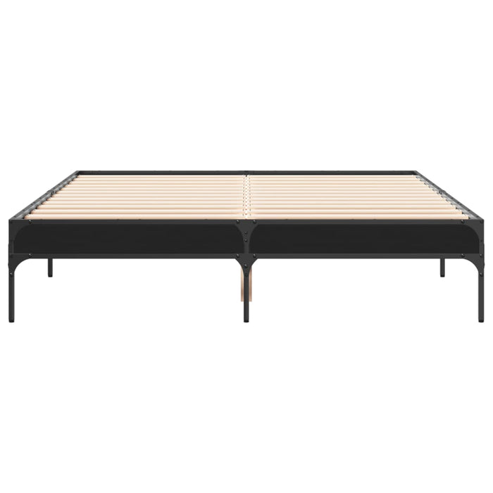 Cadru de pat, negru, 135x190 cm, lemn prelucrat și metal WALTI