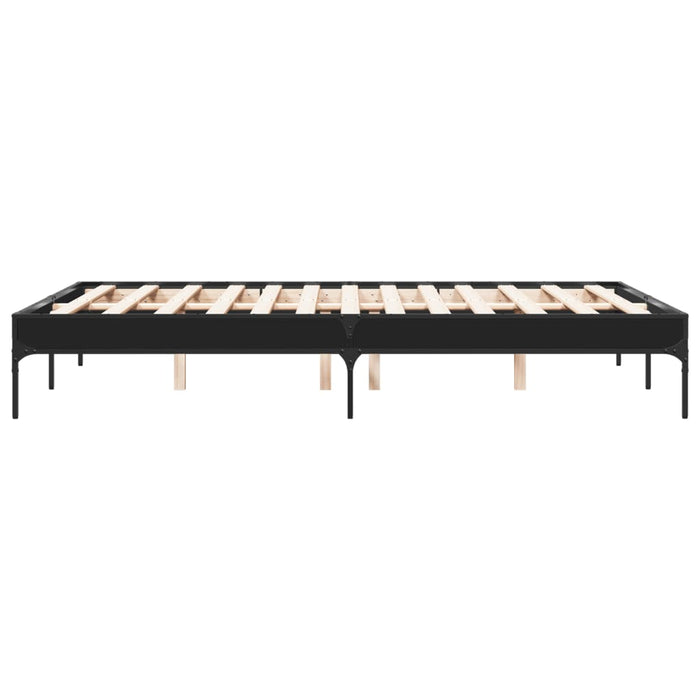 Cadru de pat, negru, 135x190 cm, lemn prelucrat și metal WALTI