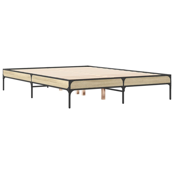 Cadru de pat, stejar sonoma, 135x190cm, lemn prelucrat și metal WALTI