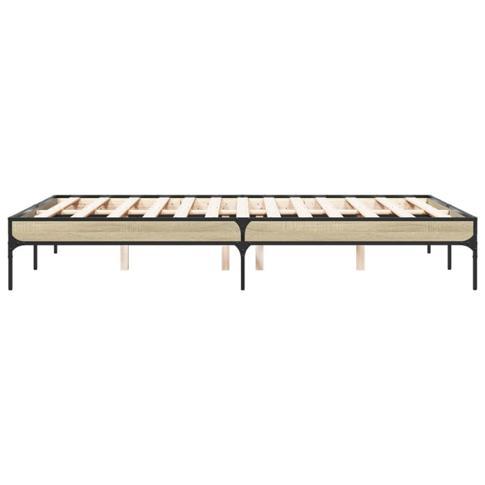 Cadru de pat, stejar sonoma, 135x190cm, lemn prelucrat și metal WALTI