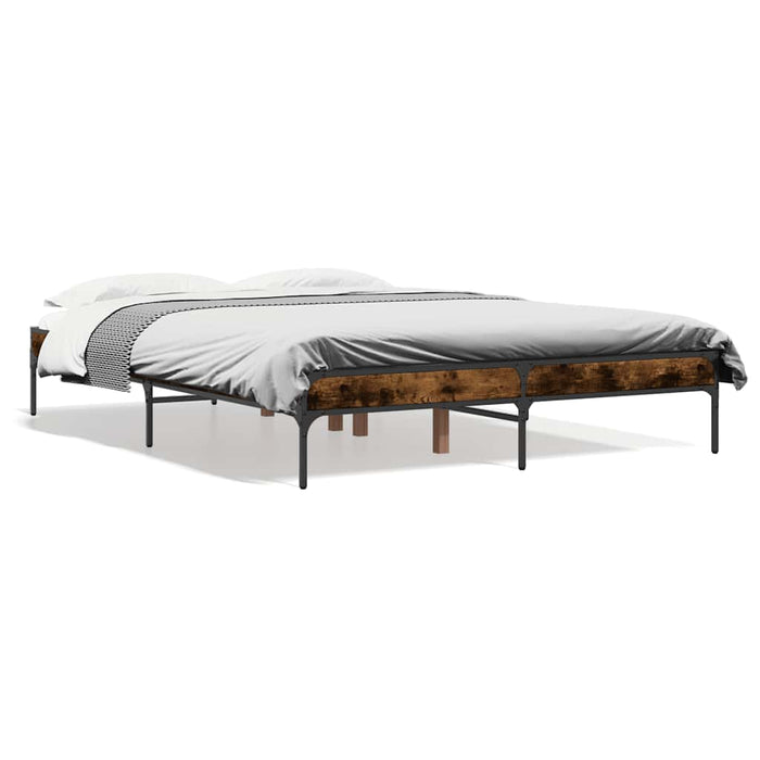 Cadru de pat, stejar afumat 135x190 cm lemn prelucrat și metal WALTI