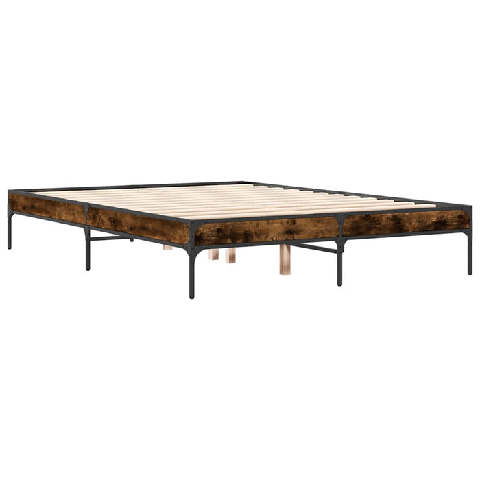 Cadru de pat, stejar afumat 135x190 cm lemn prelucrat și metal WALTI