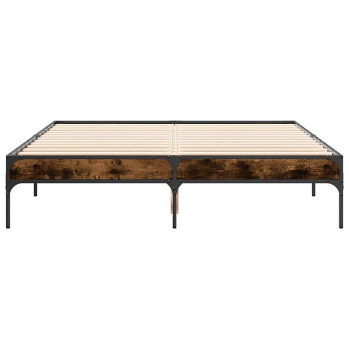 Cadru de pat, stejar afumat 135x190 cm lemn prelucrat și metal WALTI