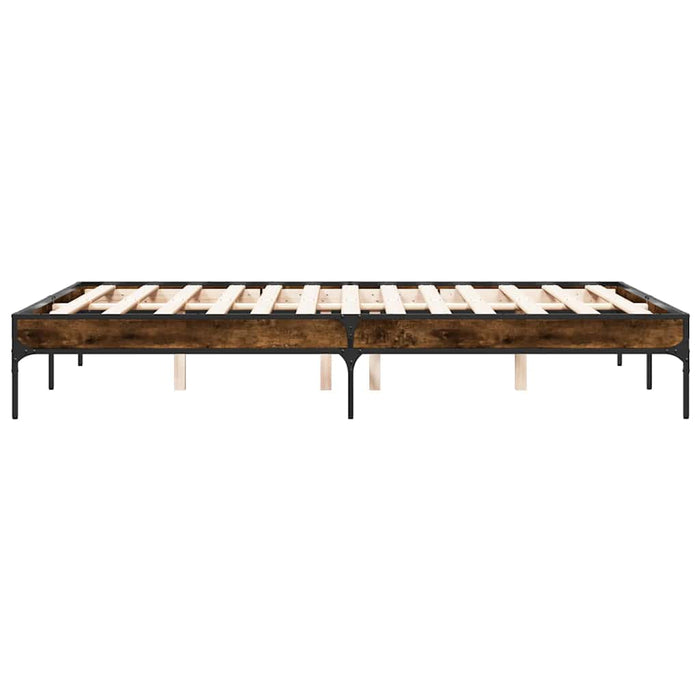 Cadru de pat, stejar afumat 135x190 cm lemn prelucrat și metal WALTI