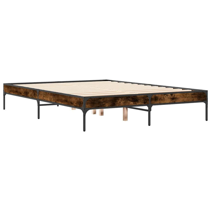 Cadru de pat, stejar afumat 135x190 cm lemn prelucrat și metal WALTI