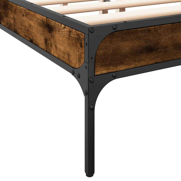 Cadru de pat, stejar afumat 135x190 cm lemn prelucrat și metal WALTI