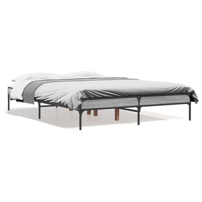 Cadru de pat, gri sonoma, 135x190 cm, lemn prelucrat și metal WALTI