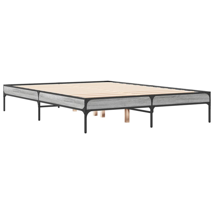 Cadru de pat, gri sonoma, 135x190 cm, lemn prelucrat și metal WALTI