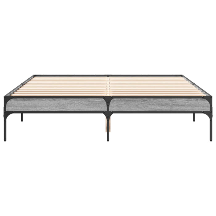 Cadru de pat, gri sonoma, 135x190 cm, lemn prelucrat și metal WALTI