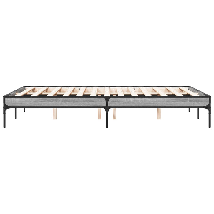 Cadru de pat, gri sonoma, 135x190 cm, lemn prelucrat și metal WALTI