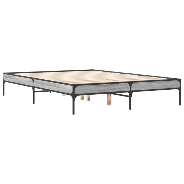 Cadru de pat, gri sonoma, 135x190 cm, lemn prelucrat și metal WALTI