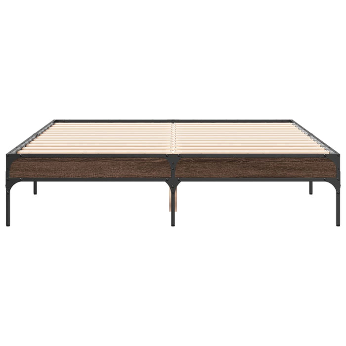 Cadru de pat, stejar maro, 135x190 cm, lemn prelucrat și metal - WALTI WALTI