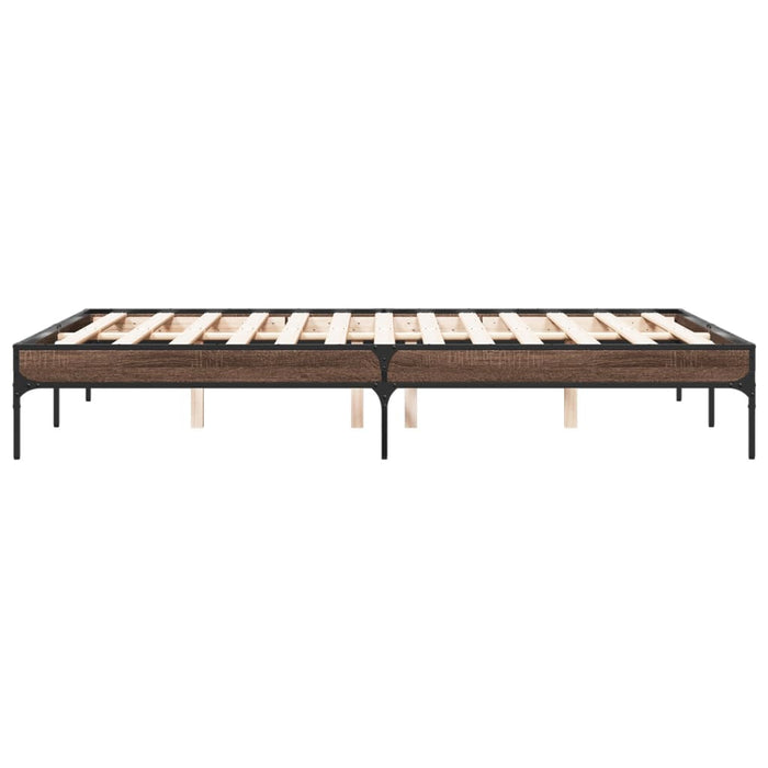 Cadru de pat, stejar maro, 135x190 cm, lemn prelucrat și metal - WALTI WALTI