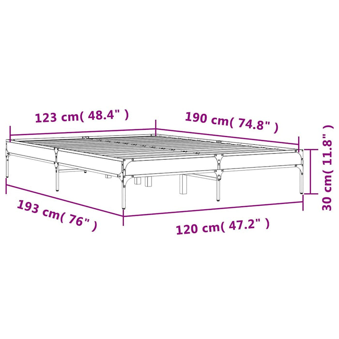 Cadru de pat, gri sonoma, 120x190 cm, lemn prelucrat și metal WALTI