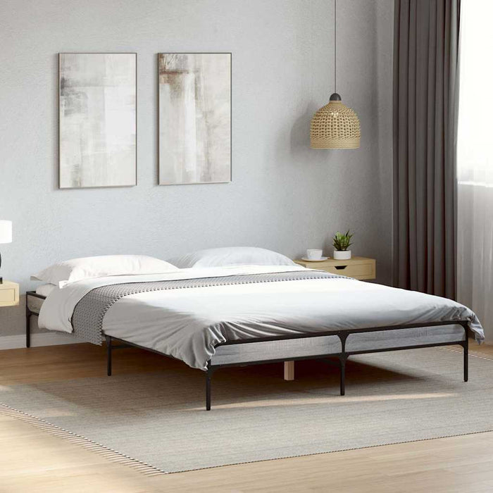 Cadru de pat, gri sonoma, 120x190 cm, lemn prelucrat și metal WALTI