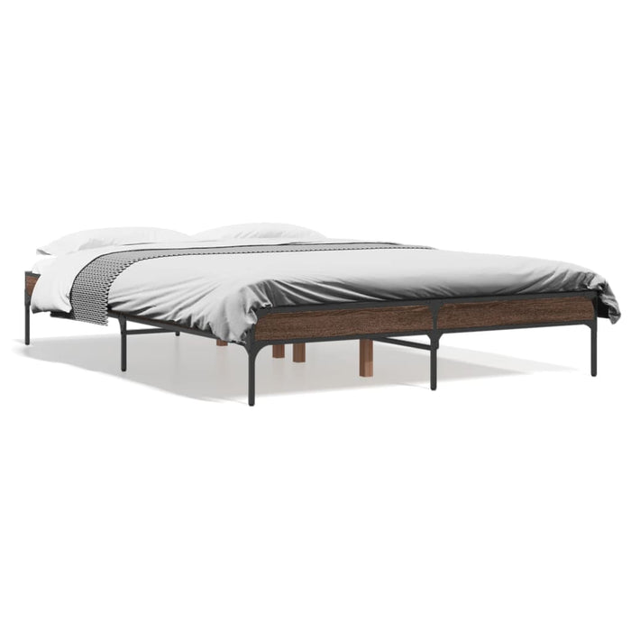 Cadru de pat, stejar maro, 120x190 cm, lemn prelucrat și metal WALTI