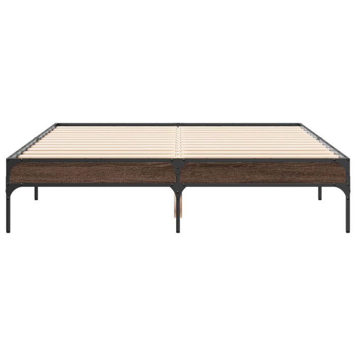 Cadru de pat, stejar maro, 120x190 cm, lemn prelucrat și metal WALTI
