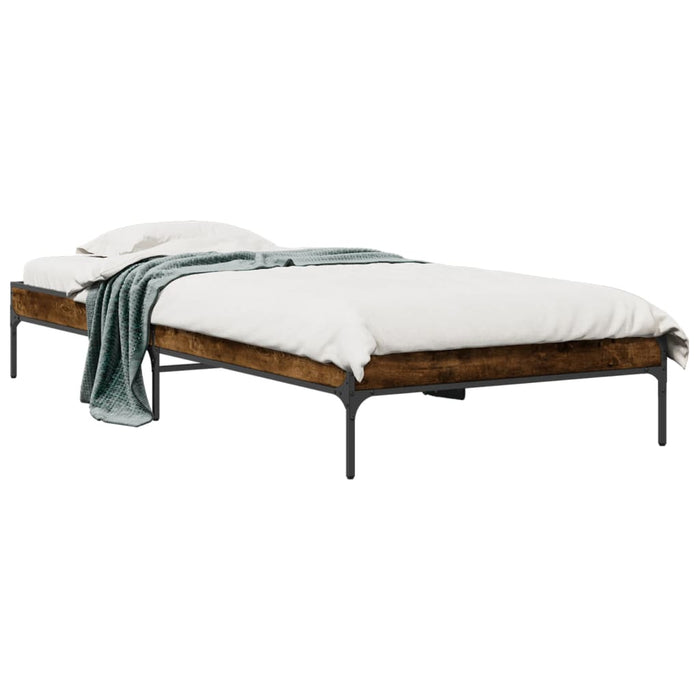 Cadru de pat, stejar fumuriu, 90x190cm, lemn prelucrat și metal WALTI