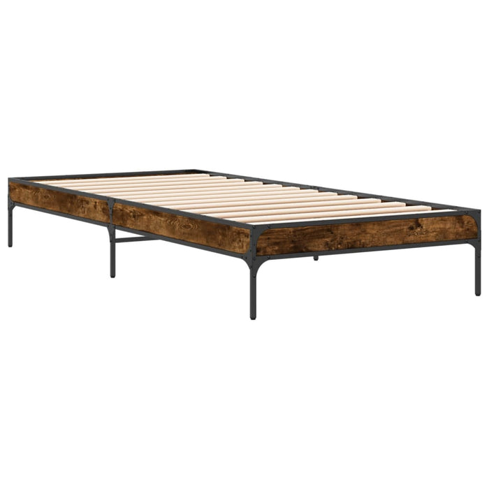Cadru de pat, stejar fumuriu, 90x190cm, lemn prelucrat și metal WALTI