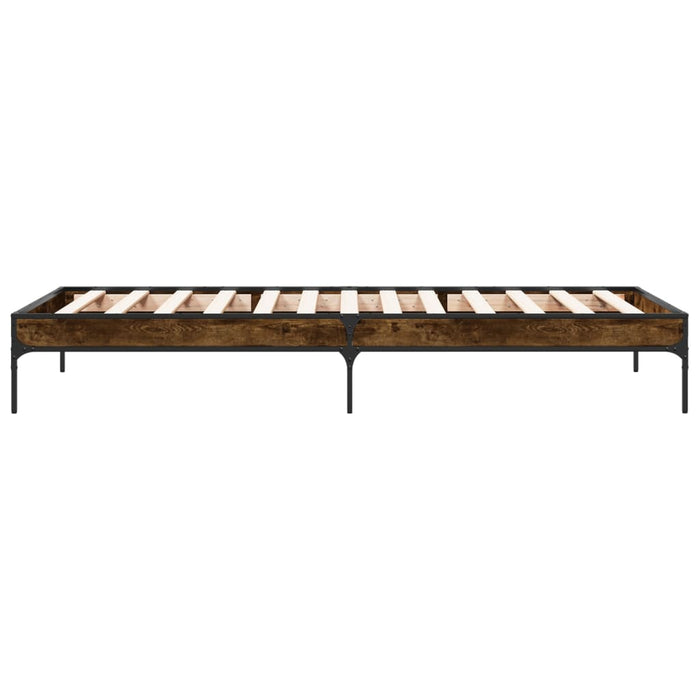 Cadru de pat, stejar fumuriu, 90x190cm, lemn prelucrat și metal WALTI