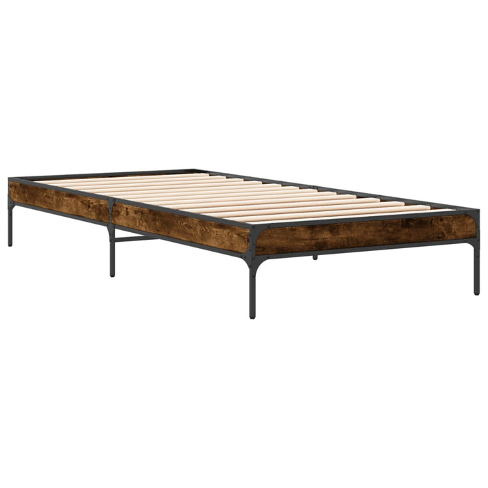 Cadru de pat, stejar fumuriu, 90x190cm, lemn prelucrat și metal WALTI