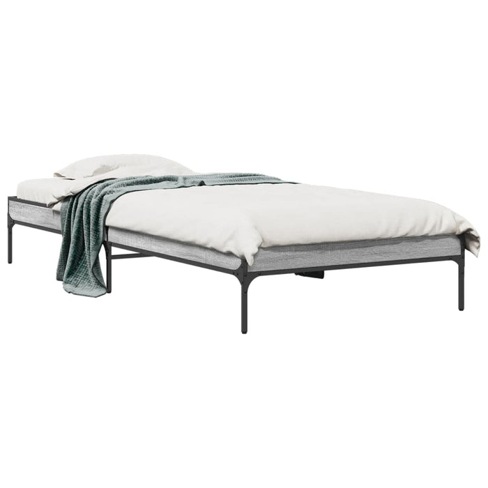 Cadru de pat, gri sonoma, 90x190 cm, lemn prelucrat și metal WALTI