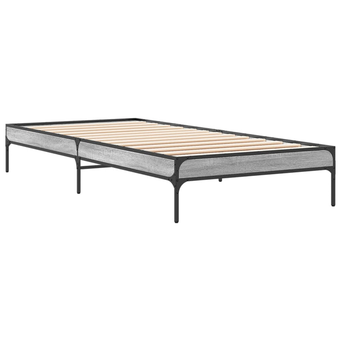Cadru de pat, gri sonoma, 75x190 cm, lemn prelucrat și metal - WALTI WALTI
