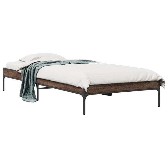 Cadru de pat, stejar maro, 75x190 cm, lemn prelucrat și metal - WALTI WALTI